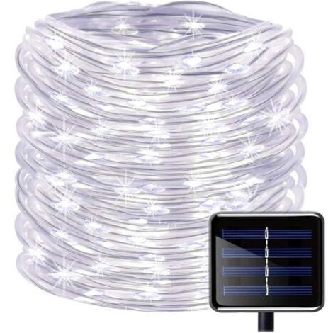 100 LED Solar String Lights, Waterproof 39ft/12m Outdoor Copper Wire Tube Rope String Lights for Christmas Garden Yard Pathway Fence Tree Backyard (White) (1/4)