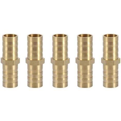 Raccord droit en laiton , adaptateur de tuyau bidirectionnel, raccord de tuyau, connecteur de tuyau 10 mm (10 mm, 5 pièces) (1/4)