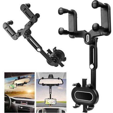 Support Téléphone Voiture,Rotation 360° Fixe Voiture Telephone Un Bouton de Libération, pour téléphone Portable,pour Tableau de Bord & Pare-Brise (1/5)