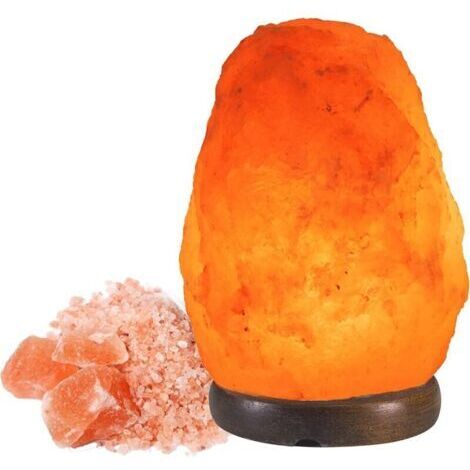 Lampe de Sel de l'Himalaya Naturelle - Unique Faite à la Main avec Base en Bois 1-2kg (1/5)