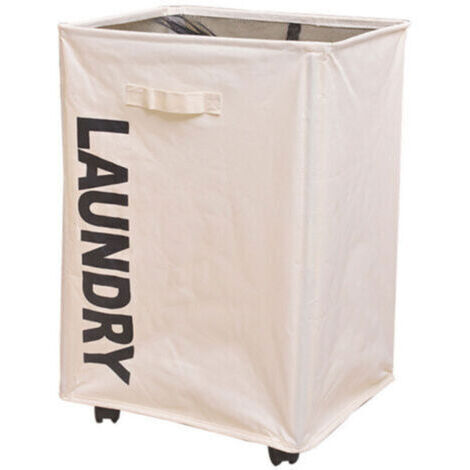 Foldable storage basket dirty clothes basket Oxford cloth drawstring pocket with roller rack dirty clothes basket (1/5)