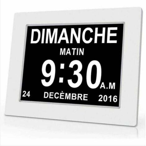 Horloge calendrier numérique One Piece 7 pouces avec date et heure, horloge Alzheimer pour parents, rappel de médicaments pour grands-parents et enfants - Blanc (1/4)