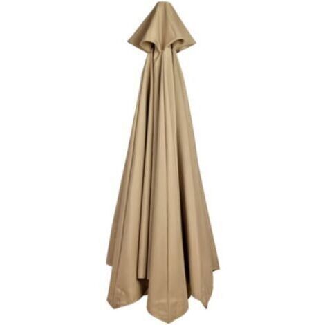 Housse de parasol 300 cm Toile de remplacement imperméable et résistante aux UV Compatible 6 baleines Couleur tan (1/5)