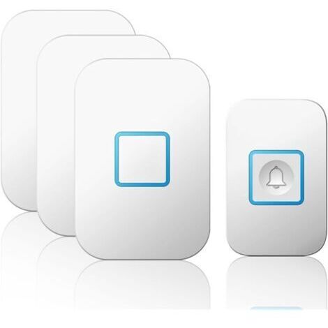 Sonnette sans fil 1 2 boutons 1 2 3 récepteurs 300 m télécommande 60 carillons sonnette de porte intelligente LED (couleur : W 1 bouton 3 récepteurs) (1/5)