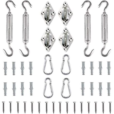 Soleil Voile d'ombrage kit matériel, rectangulaire/carré Voile d'ombrage d'installation pour pelouse de terrasse Jardin, Heavy Duty antirouille (44 pcs) (1/5)