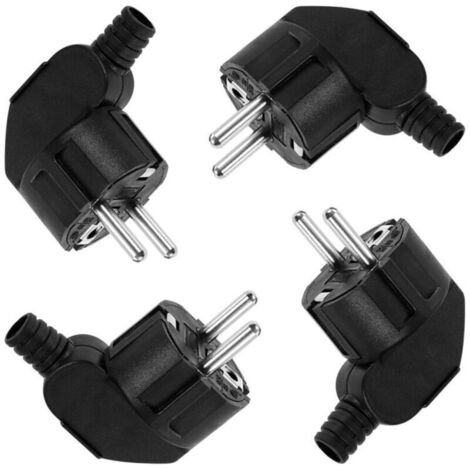 Prise électrique mâle 250V 16A, 4 pièces, prise d'angle, mise à la terre, Protection de prise électrique, noir (1/5)
