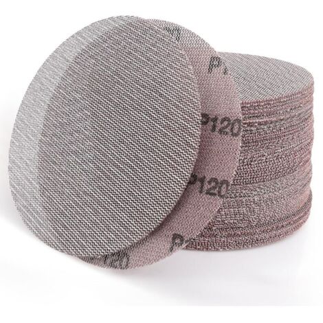 Disques Abrasifs 150mm Grain 120 – Lot de 60 Disques de Ponçage à Filet Anti-Poussière – Pour Ponceuses Orbitales Bois Métal Plastique – Parfait pour Menuisiers, Carrossiers et Bricoleurs (1/5)