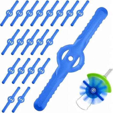 100 Pièces Lame Plastique Coupe Bordure: 14cm Lames de Rechange en Plastique pour Pelouse, Parc, Ferme, Verger, Lames Plastique pour Coupe Bordure, Bleu (1/5)