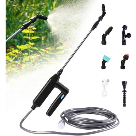 Pulvérisateur électrique sans fil avec 3 vitesses de pulvérisation, 7,4 V plus puissant, tuyau de 8 m et tuyau de pulvérisation extensible de 60 cm pour jardin, cour, pelouse, mauvaises herbes (avec 5 (1/5)