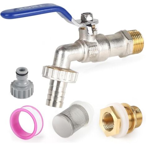 Robinet Cuve 1000L 3/4 Pouce Laiton Connecteur Cuve 1000L avec Passage de Tonneau d'eau de Pluie Raccord Cuve Traversée de Réservoir Adaptateur de Réservoir (1/5)
