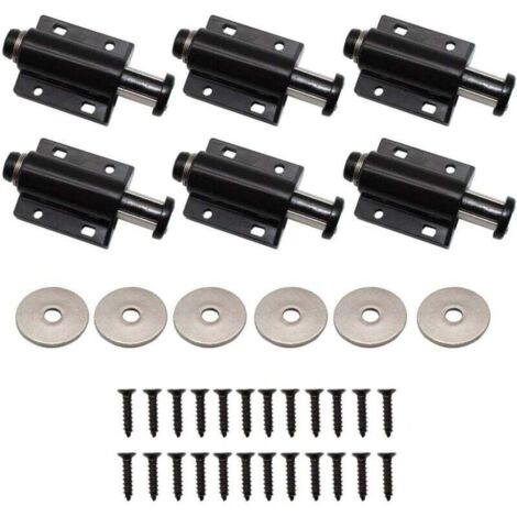 6 Pièces Loquets Magnétiques, Fermeture Push, Amortisseur de Porte Magnétique, Aimant Poussoir, Pression Attrape, pour Armoire Tiroir Placard (Noir) (1/5)