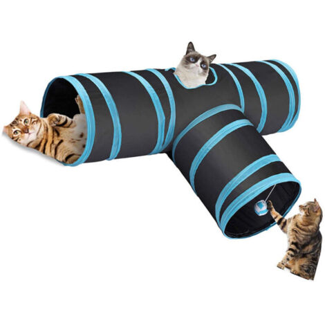 Jouet pour chat pliable en forme de T à 3 voies avec tunnel pour chat avec trou pour chat, chaton, chaton (1/5)