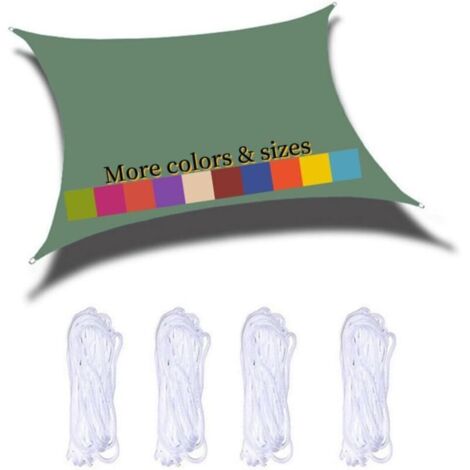 Voile D'ombrage Rectangulaire 2x4m Imperméable PES Toile Ombrage 98% UV Protection pour Jardin Terrasse Balcon Piscine Fête Extérieur, Vert Foncé (1/5)