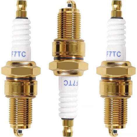 3 Pièces Bougies D'Allumage F7Tc, Tondeuse Bougie D'Allumage, Bougie D'Allumage Borne Solide Remplacer F6Tc/F7Tc, Pour Gx120 Gx200 Gx240 Go Kart Polissage De Travail Du Sol Vélo 168F, Doré (1/5)