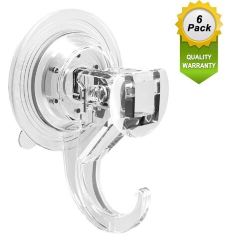 Pack de 6 crochets à ventouse – Charge maximale 5 kg – Ventouses en plastique avec disque à vide caoutchouté – Pour surfaces lisses (1/5)