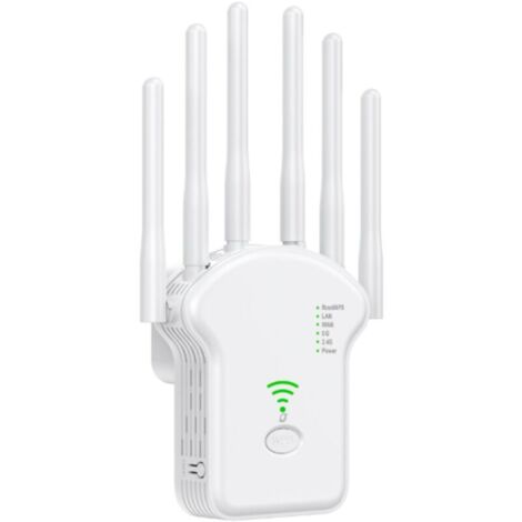 2025 Nouveau Répéteur WiFi, Repeteur WiFi Puissant 1200Mbps, Amplificateur WiFi sans Fil Double Bande 5GHz & 2.4GHz avec WPS, WiFi Extender Port Gigabit, Compatible avec Tous Les Routeurs (1/4)