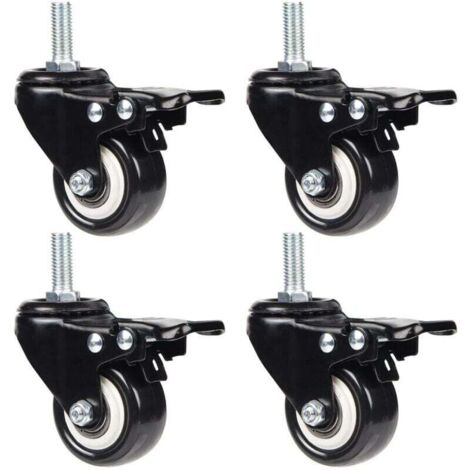 4 Roulettes Pivotantes 50mm Roulettes pour Meubles en Transport Roulettes, 50 kg par roulette, Vis M8 (1/5)