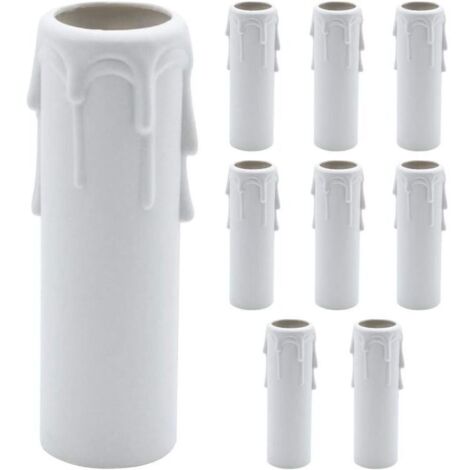 Paquet De 9 Bougies Gouttes Gouttes En Plastique Couvre Les Tubes Pour Lustre Lumière Pendants Luminaires Blanc (1/5)