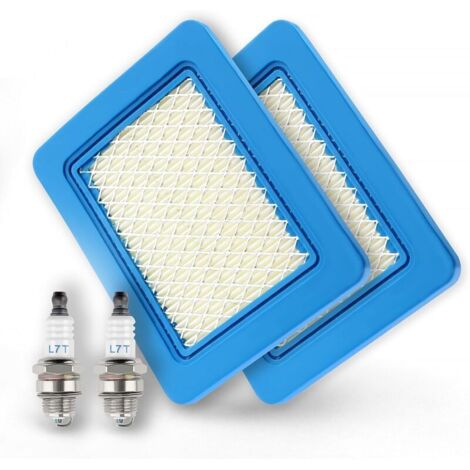 2 Pièce Cartouche De Filtre À Air 491588S Et 2 Pièce Bougies D'Allumage L7T, Tondeuse Bougie D'Allumage, Pour 491588 491588S 4915885 399959 Pt15853 (1/5)