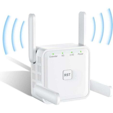 Répéteur WiFi Puissant 1200Mbps Amplificateur WiFi sans Fil WiFi Range Extender Double Bande 5 GHz & 2,4 GHz, Compatible AP/Routeur/Pont, Port Ethernet, Compatible Tous Les Routeurs (1/5)