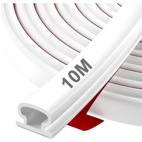 Joint de Porte Autocollant en Caoutchouc - Bande d'Étanchéité avec Isolation Phonique, Efficacité Énergétique, Résistance aux Intempéries, pour Fenêtres, Portes d'Entrée & Intérieurs, 10m Blanc (1/5)