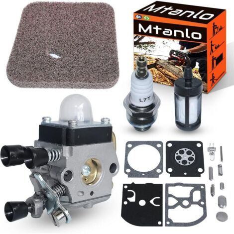 Carburateur pour Stihl HS45 FS55 FS38 HS45 Tondeuse avec pour ZAMARB-99 Kit de Réparation de Carburateur Filtre à Air L7T/BPMR7A Bougie d'Allumage MS180 Filtre à Carburant (1/5)