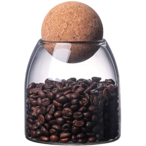 Bocaux de Stockage en Verre, Bocal Hermetique, Pot en Verre Borosilicaté, Bocaux Epices, Avec Bouchon en Liège, pour Épices, Sucre, Café, Biscuits, Bonbons (550ml) (1/5)