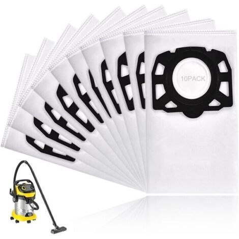 10 sacs pour aspirateur Kärcher 2.863-006.0, sacs filtrants en polaire, 487 sacs de rechange, compatibles avec les modèles WD4, WD5, WD6, WD5P, WD6P Premium, MV4, MV5 et MV6. Sacs filtrants pour aspir (1/4)