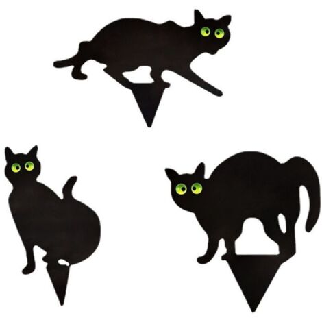 Garden Mile Lot de 3 Noir Revêtement Poudre métal Chat (Oiseau, Animal, Renard Humain Anti-PARASITES) Effrayant,25200.5cm (1/5)