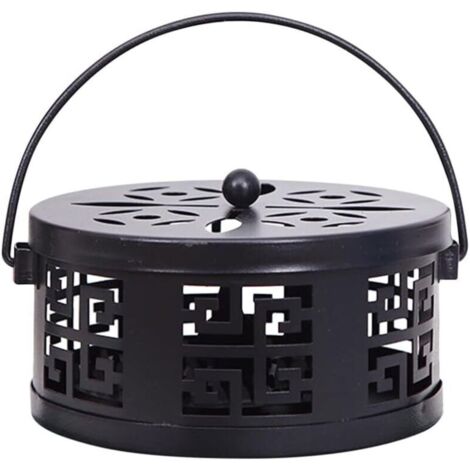 Moustique Porte Bobine, Support de Bobine de Moustique Anti Moustique Porte-encens avec Poignée Et Couvercle Portable Mosquito Brûleur Dencens pour Maison et Jardin Extérieur (1/5)