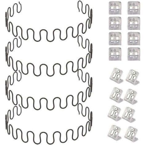 Ressorts de rechange pour canapé 4 pièces 50,8 cm avec 16 clips en S, 4,0 fils de diamètre Kit de réparation de ressorts de canapé pour siège de décoration intérieure de meubles (1/4)
