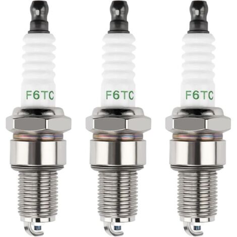 3 Pièces Bougies D'Allumage F6Tc, Tondeuse Bougie D'Allumage, Bougie D'Allumage Borne Solide Remplacer F6Tc / F7Tc, Pour Gx120 Gx200 Gx240 Go Kart Polissage De Travail Du Sol De Vélo 168F (1/5)