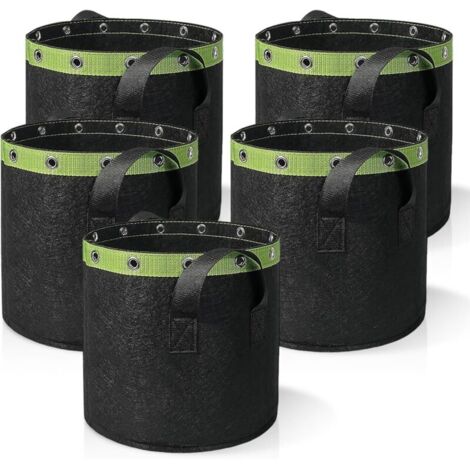 Pot de plantation en tissu feutre, sacs de culture, pots de fleurs, pots de fleurs, pots de tomates, plantes, sac de croissance, pour faire circuler l'air ambiant, écosystèmes végétaux (38 l) (1/5)