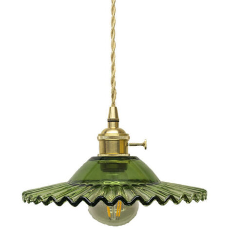 Suspension vintage en verre Ø22cm – Style rétro nordique – Culot E27 – Tension AC 110-240V – Éclairage down light – Installation murale (1/5)
