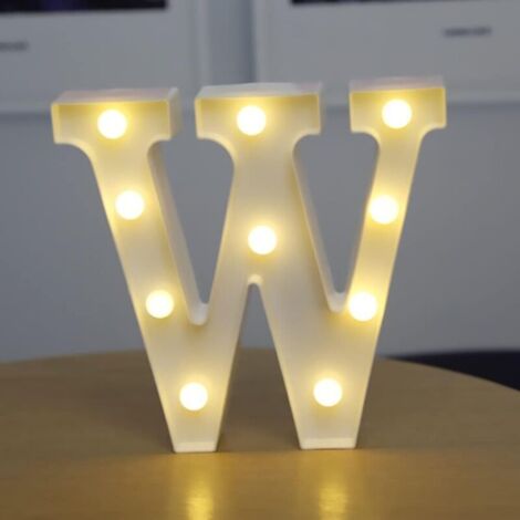 Lettre Allume la Forme de Symbole de LED, Lampes de Table de chapiteau en Plastique d'alphabet, fête de Mariage d'anniversaire Tous Les Jours à la Maison tenture Murale Decor-W (1/5)