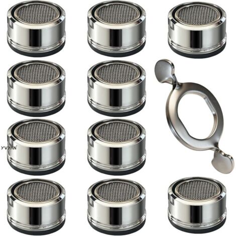 Mousseur Robinet M24-10 Pièces, Aerateur Robinet Economie Eau Avec Filtre en Acier Inoxydable et ABS, Économiseurs d'Eau Bubbler de Bain et Cuisine, Livré avec 10 Joints et 1 Clé pour Robinets (1/5)