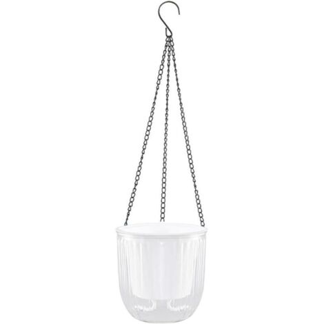 Pot de fleurs suspendu à arrosage automatique avec réservoir transparent et système d'évacuation de la corde en coton pour une hydratation constante et une circulation saine de l'air des racines (1/5)