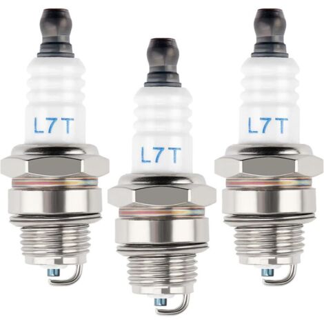3 Pièces Bougies Allumage L7T, Bougie D'Allumage Borne Solide Remplacer Bm6A, Pour Moteur À Deux Temps, Tondeuse À Gazon Moteurs (1/5)