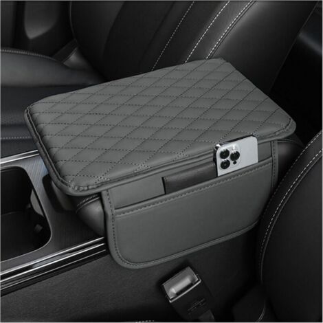 Coussin Accoudoir Voiture Amélioré,Coussin d‘Accoudoir Voiture Universel avec Deux Poches,Accessoire Voiture Interieur Confort pour la Plupart des Voitures,Camions et SUV (Gris) (1/5)