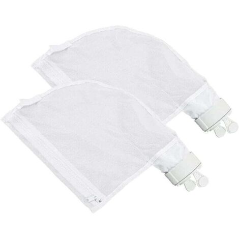 Lot de 2 Sacs Filtrants pour Nettoyeur de Piscine Polaris 280 et 480 Design Zippé et Réglable en Blanc (1/5)