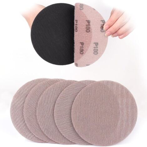 Treillis Feuilles Abrasive 150mm, 30 Pièces Papier a Poncer 180 Grains Abrasives Papier pour Ponceuses pour cloisons sèches (1/5)