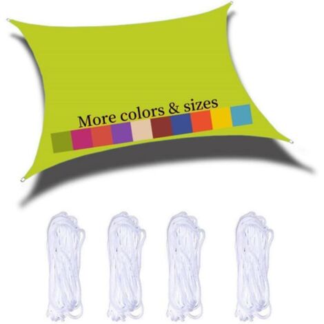Voile D'ombrage Rectangulaire 2x4m Imperméable PES Toile Ombrage 98% UV Protection pour Jardin Terrasse Balcon Piscine Fête Extérieur, Jaune Vert (1/5)
