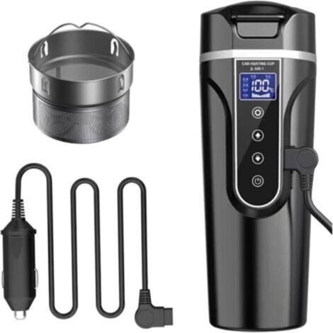 Bouilloire électrique de voiture 500 ml 12V/24V Acier inoxydable 304 Température réglable 40-90°C Écran LCD Conception étanche (1/5)