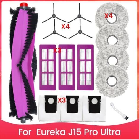 Pièces de rechange pour aspirateur J15 Pro Ultra, brosse latérale principale, filtre HEPA, chiffon de nettoyage, sacs à poussière (1/4)