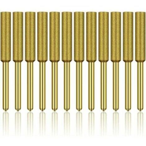 12 Pcs Diamant Affûteur de Tronçonneuse, Haute Dureté Titane Plaqué Burr Meule Meule, Affûteur de Tronçonneuse Pierre Bits, 3/16in 4.8mm H122 Derrui (1/4)