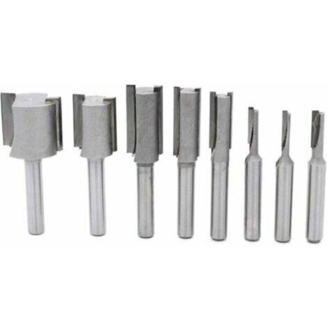 Coffret de fraises pour défonceuse et affleureuse 8Pcs 1/4" Tige droites/Dado Router Bit Set, Fraises Droites Dado Set Fraise à Bois Routeur à Coupe Droite Flush Trim Pattern Router (1/5)