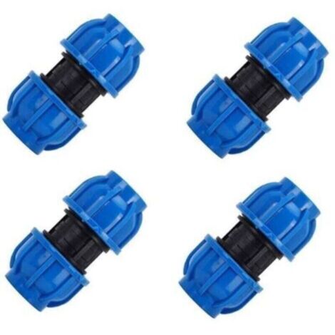 Lot de 4 raccords de tuyaux d'eau, connecteur droit en plastique PE de 32 mm à 32 mm, adaptateur de tuyau d'eau, raccords de tuyaux d'eau pour tuyaux PPR, PE et PVC (1/4)