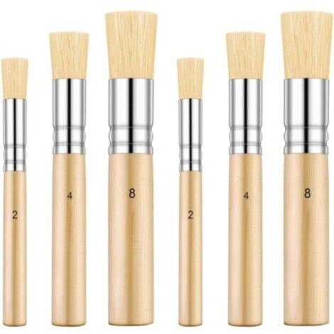 Pinceau de Pochoir, Brosse à Poils Naturels, pour Peinture Acrylique, Peinture à l'huile, Projet de Bricolage Artisanat, 6 Pièces 3 Tailles (1/5)