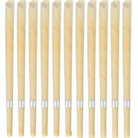 Bougies d'oreille en cire d'abeille 22cm – Durée de combustion 10-12 min – Coton biologique pour dissoudre le cérumen naturellement (1/5)