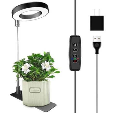 Lampe de croissance pour plantes noire avec perche télescopique 16-65CM 1 avec base adaptateur secteur lumière blanche chaude réglage de la minuterie